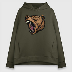 Женское худи оверсайз Медведь злится