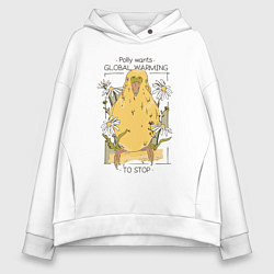 Женское худи оверсайз Polly wants global warming to stop