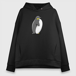 Женское худи оверсайз Мультяшный пингвин сбоку