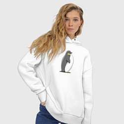 Толстовка оверсайз женская Мультяшный пингвин сбоку, цвет: белый — фото 2