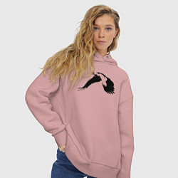 Толстовка оверсайз женская Орёл в полёте трафарет, цвет: пыльно-розовый — фото 2