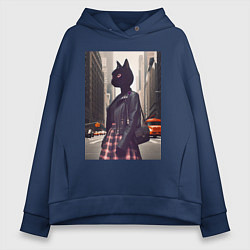 Женское худи оверсайз Cat fashionista - New York - ai art