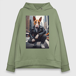 Женское худи оверсайз Булли на улице Нью-Йорка - нейросеть