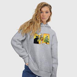 Толстовка оверсайз женская Кот против елки, цвет: меланж — фото 2