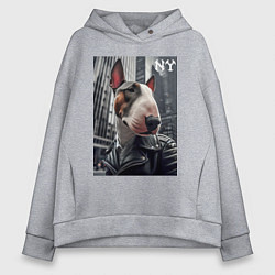 Женское худи оверсайз Dude bull terrier in New York - ai art