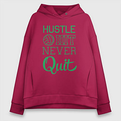 Толстовка оверсайз женская Hustle hit never quit, цвет: маджента