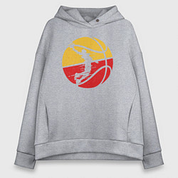 Женское худи оверсайз Red yellow basketball