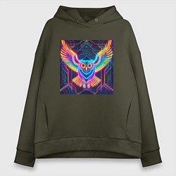 Женское худи оверсайз Неоновая сова