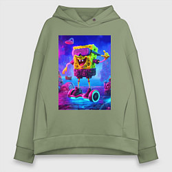 Женское худи оверсайз Sponge Bob on a gyro scooter - ai art