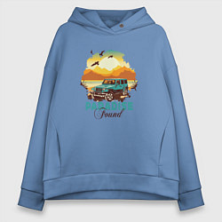 Женское худи оверсайз Красивый закат и джип