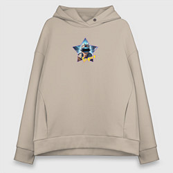 Толстовка оверсайз женская Дед в очках VR супер стар, цвет: миндальный