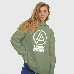 Толстовка оверсайз женская Linkin Park - white, цвет: авокадо — фото 2