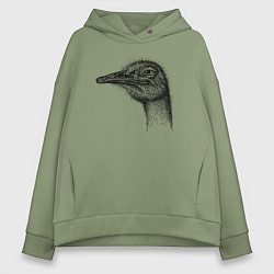 Женское худи оверсайз Страус профиль