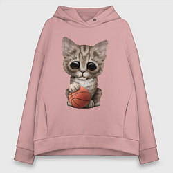 Женское худи оверсайз Котик баскетболист