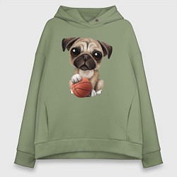 Женское худи оверсайз Мопс баскетболист