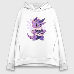 Женское худи оверсайз Фиолетовый дракон в свитере
