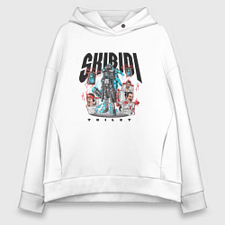 Женское худи оверсайз Скибиди туалет и титан