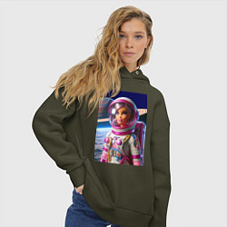 Толстовка оверсайз женская Барби - крутой космонавт, цвет: хаки — фото 2
