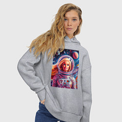 Толстовка оверсайз женская Красавица Барби в космосе - нейросеть, цвет: меланж — фото 2