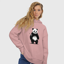 Толстовка оверсайз женская Панда стоит, цвет: пыльно-розовый — фото 2