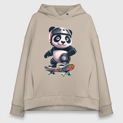Женское худи оверсайз Cool panda on a skateboard - extreme