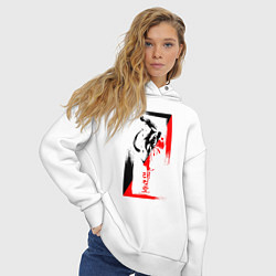 Толстовка оверсайз женская Боевые искуства black and red, цвет: белый — фото 2