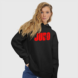 Толстовка оверсайз женская Judo red, цвет: черный — фото 2