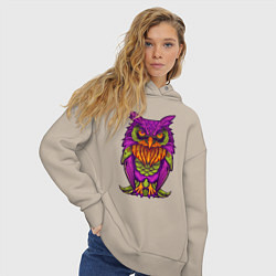 Толстовка оверсайз женская Purple owl, цвет: миндальный — фото 2