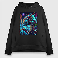 Женское худи оверсайз Cyber dragon - ai art neon