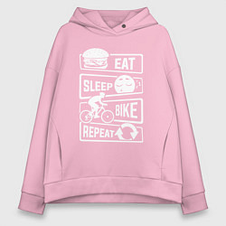 Женское худи оверсайз Eat sleep bike