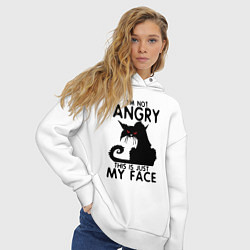 Толстовка оверсайз женская I am not angry cat, цвет: белый — фото 2