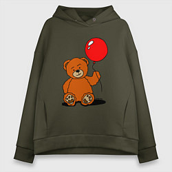 Женское худи оверсайз Плюшевый медведь с воздушным шариком