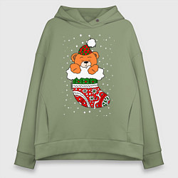 Женское худи оверсайз Игрушечный мишка в носке