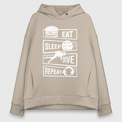 Женское худи оверсайз Еда сон дайвинг