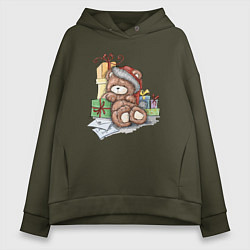 Женское худи оверсайз Мишка с подарками