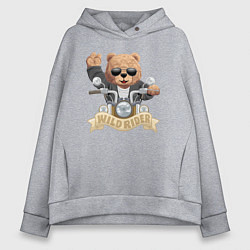 Женское худи оверсайз Плюшевый медвежонок байкер