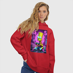 Толстовка оверсайз женская Bart Simpson - cool gamer, цвет: красный — фото 2