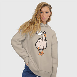 Толстовка оверсайз женская Duck you - фак ю, цвет: миндальный — фото 2