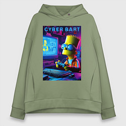 Толстовка оверсайз женская Cyber Bart is an avid gamer, цвет: авокадо