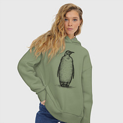 Толстовка оверсайз женская Пингвин стоит, цвет: авокадо — фото 2