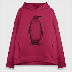 Толстовка оверсайз женская Пингвин стоит, цвет: маджента