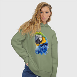 Толстовка оверсайз женская Сине-золотой попугай ара, цвет: авокадо — фото 2