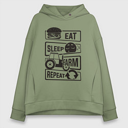 Женское худи оверсайз Есть спать ферма