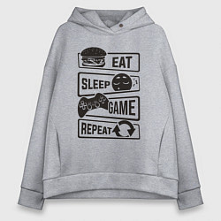 Женское худи оверсайз Есть спать играть