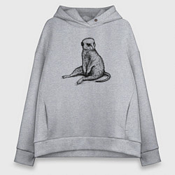 Женское худи оверсайз Сурикат сидит