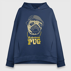 Толстовка оверсайз женская Notorious pug, цвет: тёмно-синий