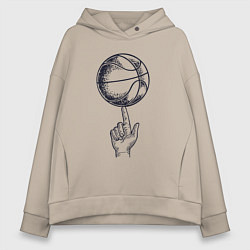 Толстовка оверсайз женская Finger ball, цвет: миндальный