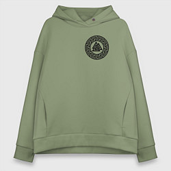 Женское худи оверсайз Валькнут на груди