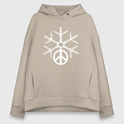 Толстовка оверсайз женская Peace snow, цвет: миндальный