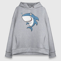 Толстовка оверсайз женская Cute shark, цвет: меланж